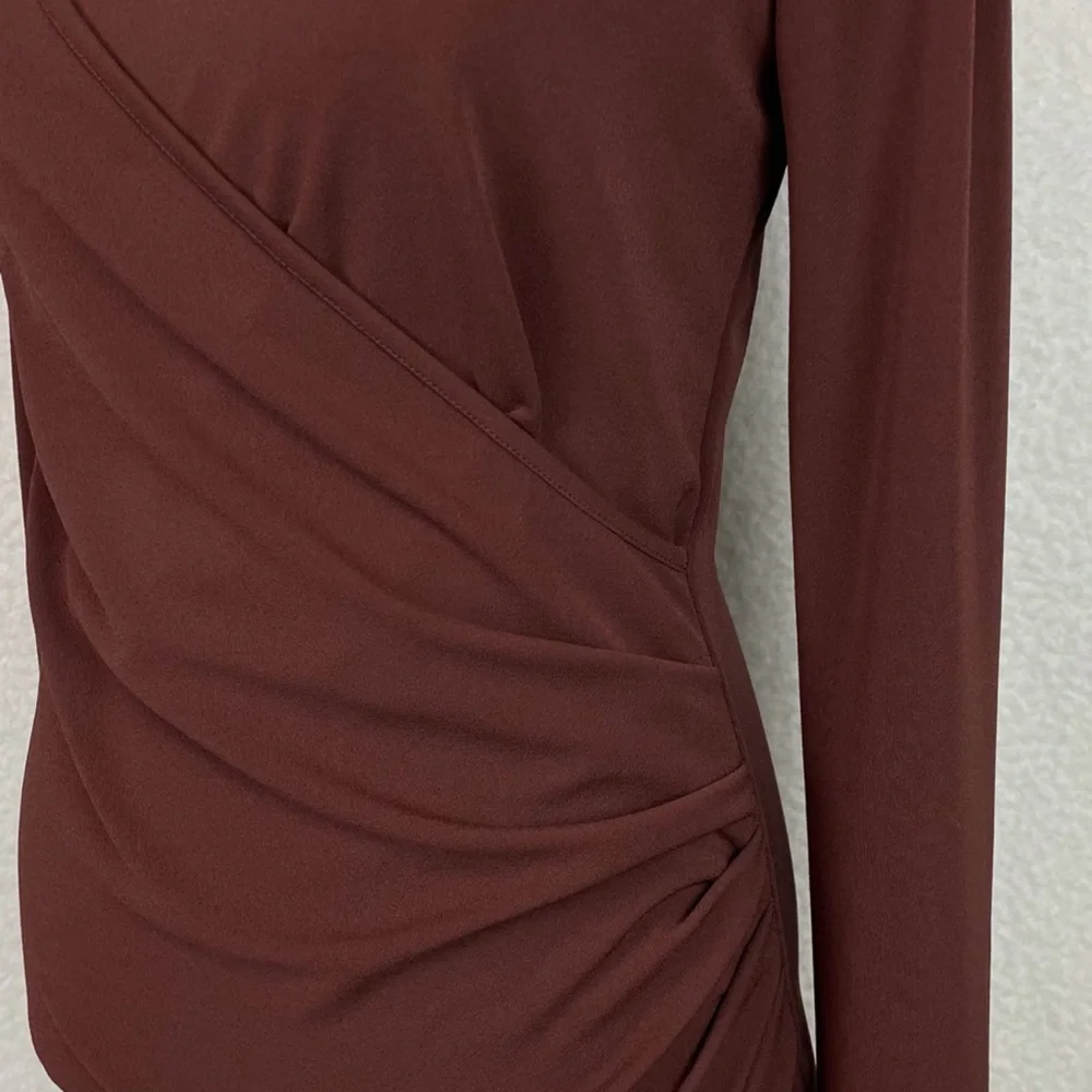 ZARA • Brown Keyhole Cutout Long Sleeve Bodycon Mini Dress, M - Picture 9 of 16